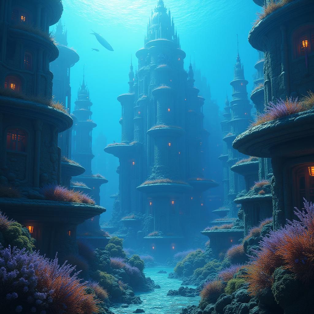 Underwater Cityscape in Iridescent Colors