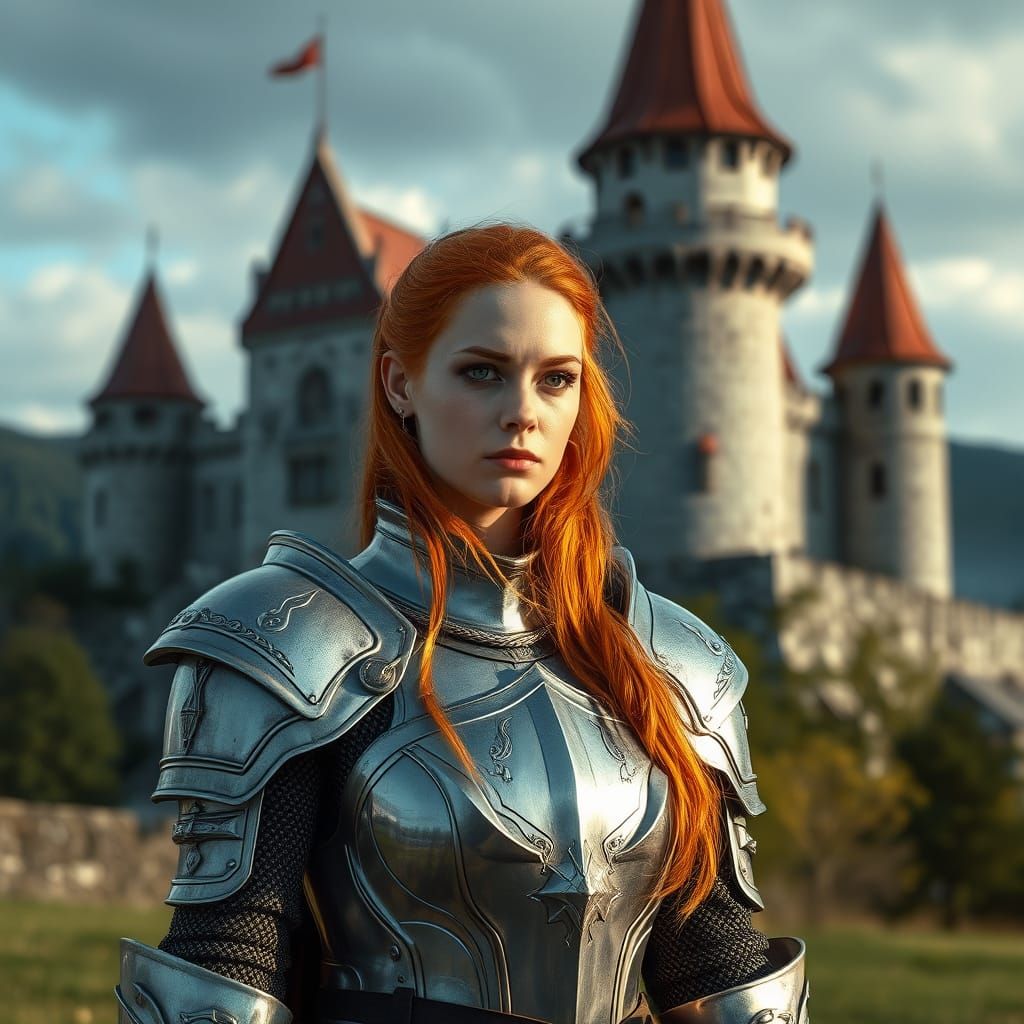 Medieval Princess Wears Silver Armor