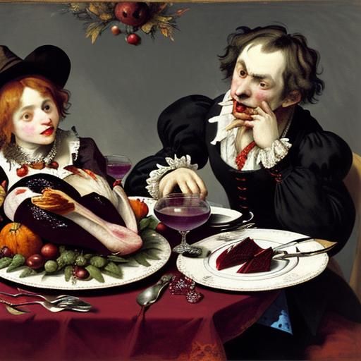 Vampire's Beet Feast: Thanksgiving in Art Styles