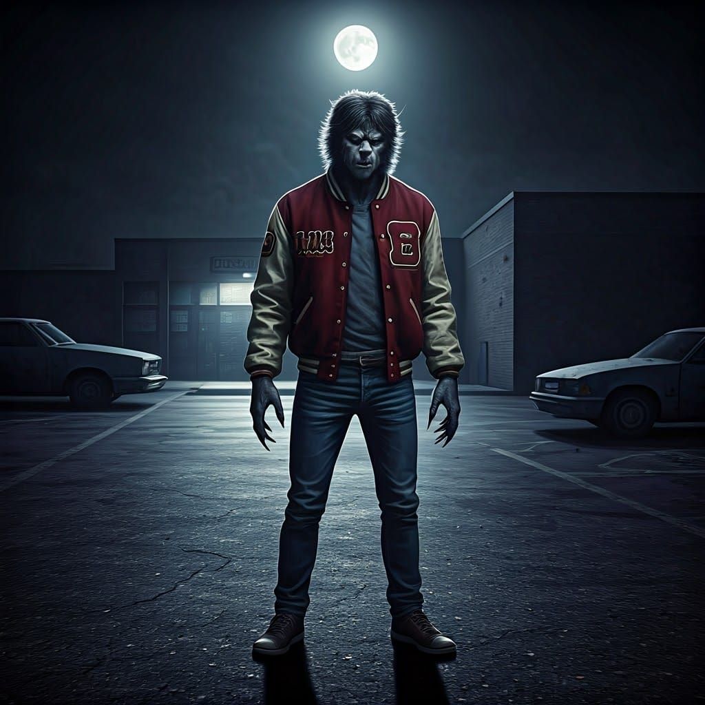 Teenage Werewolf at Middelton Highschool in Ethereal Moonlig...