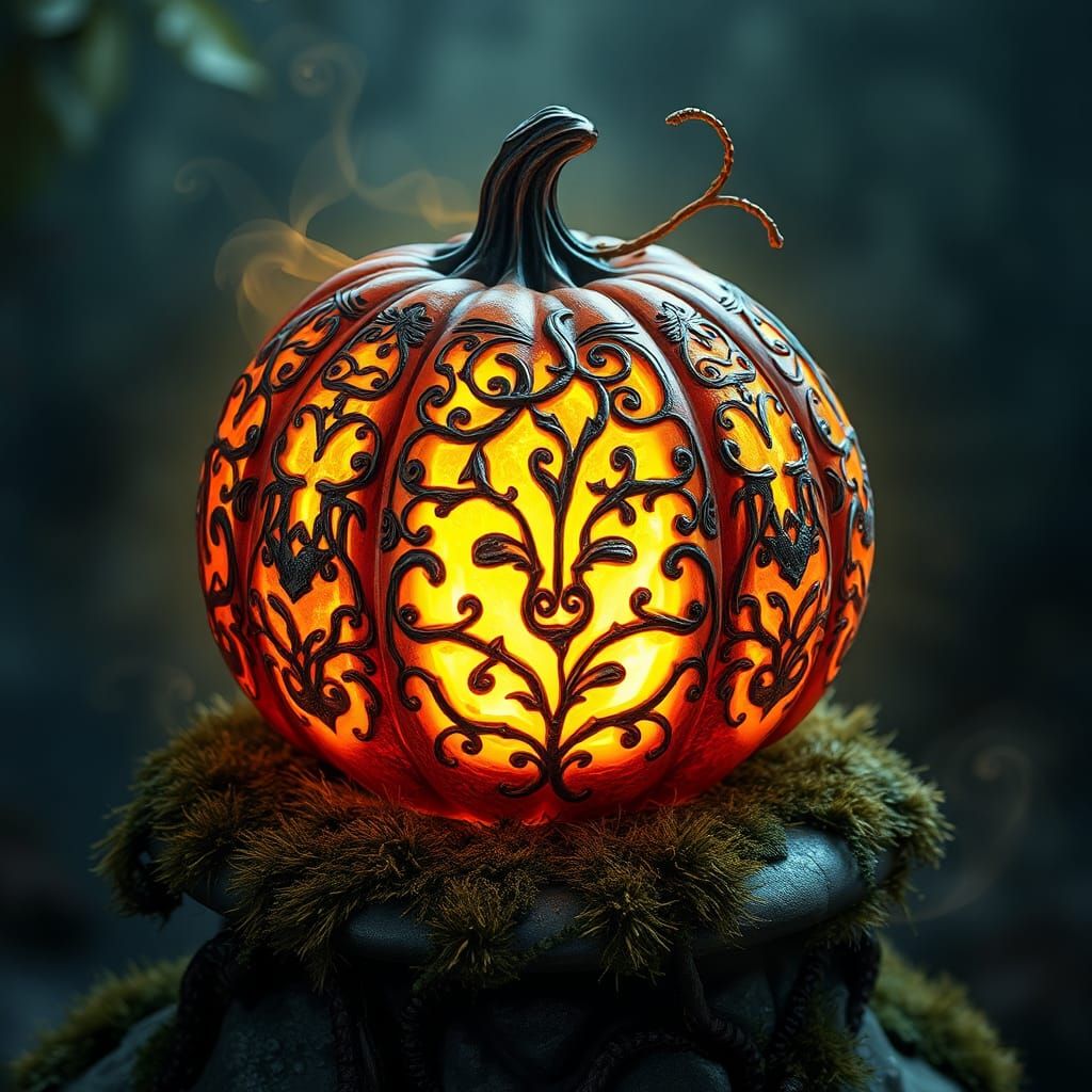 Enchanted Halloween Pumpkin in Dreamlike Style