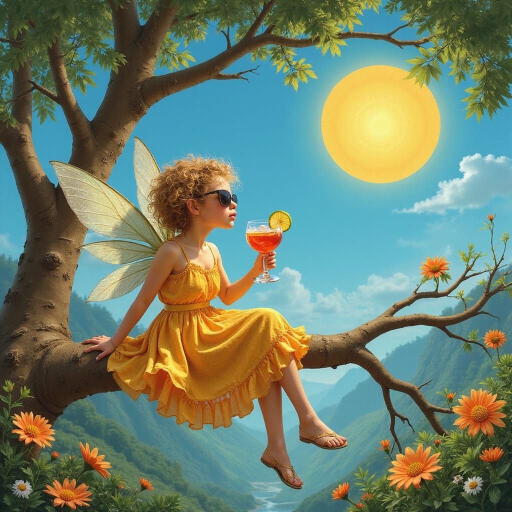 Fairy Lounging in Art Nouveau Style