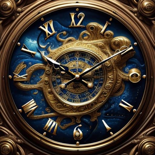 Surreal Melting Clock With Water Flowing in Luxury Home