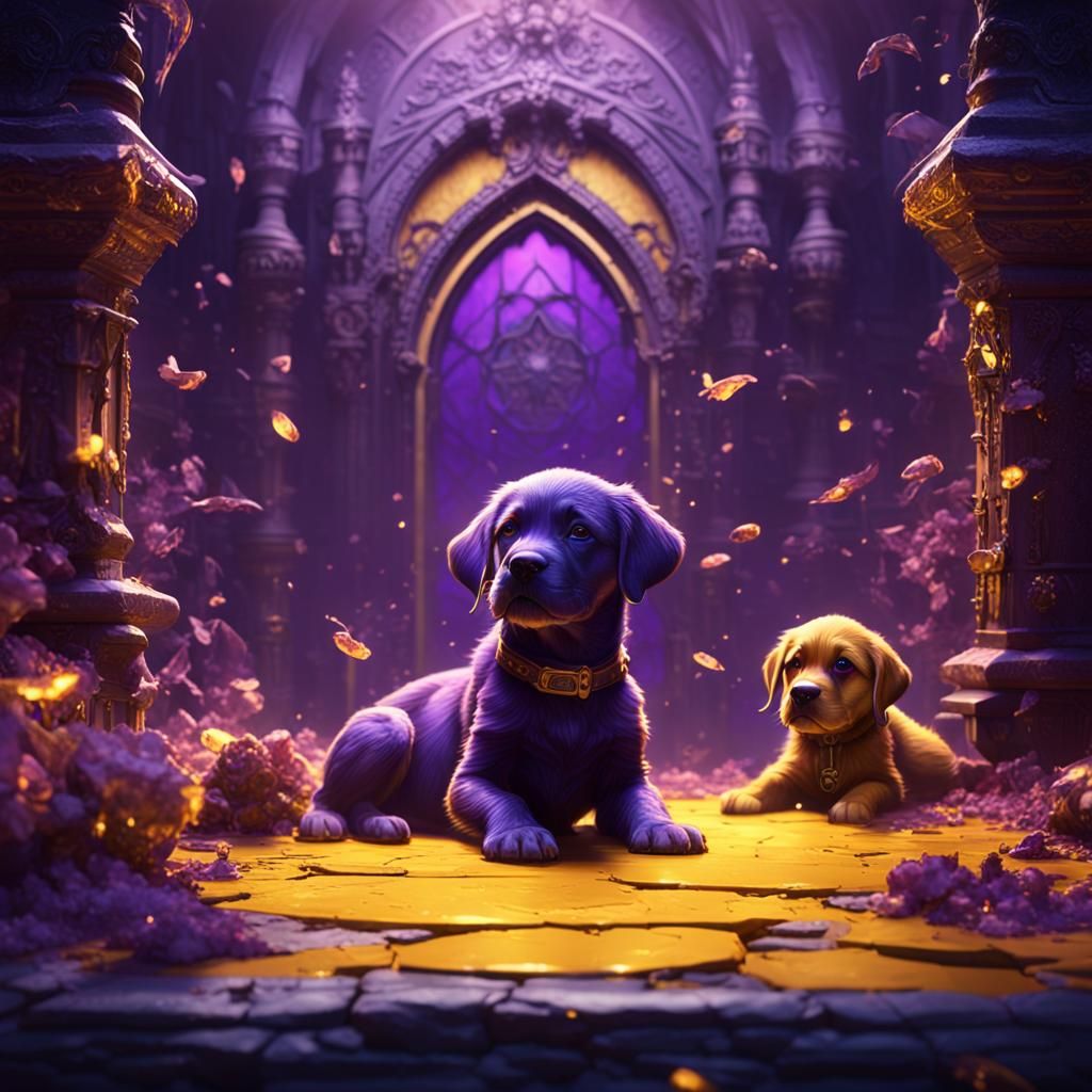 Puppies in Dark Fantasy Art, 8k Resolution