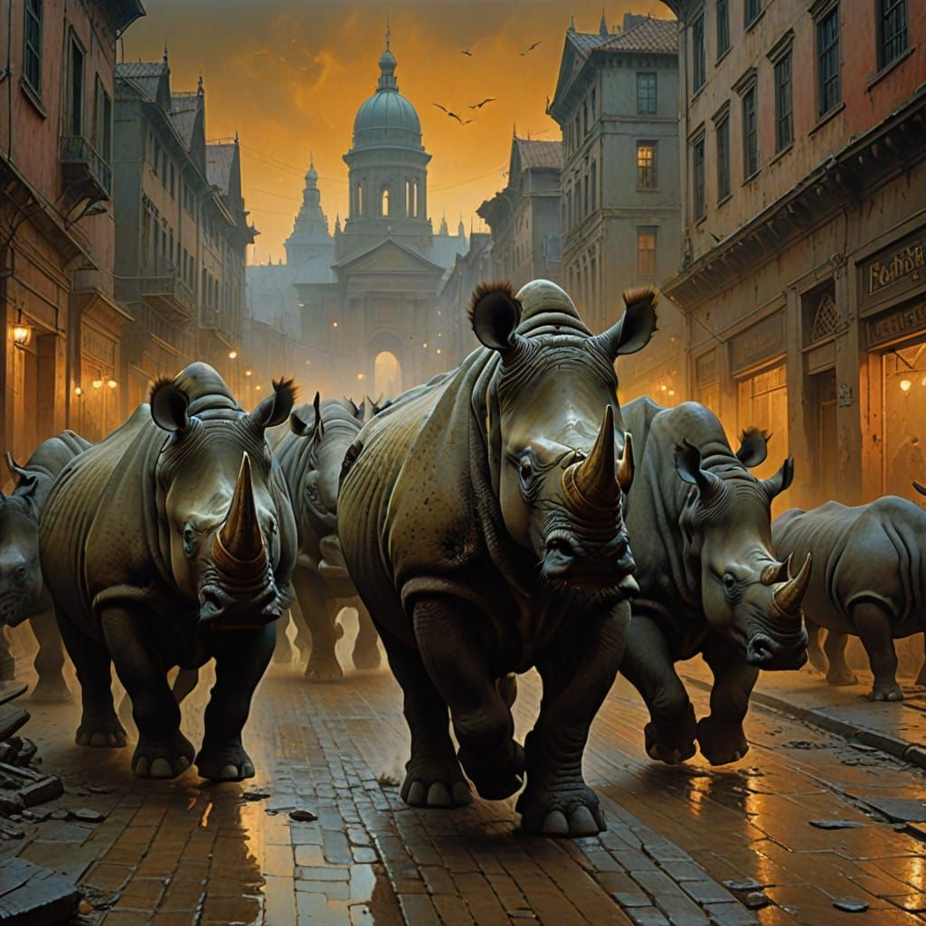 Epic Renaissance Rhinos Stampede Down Main Street in Hyperre...