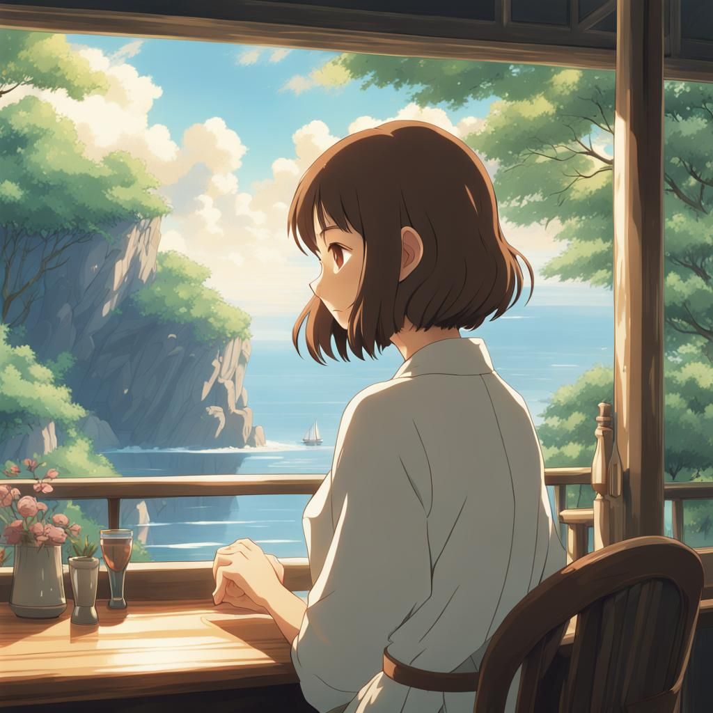 Charming Woman with Bob Hairstyle: Studio Ghibli Anime