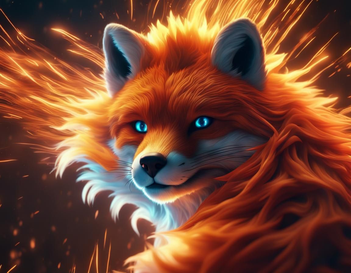 Glowing Firefox with Shining Fur in 8K