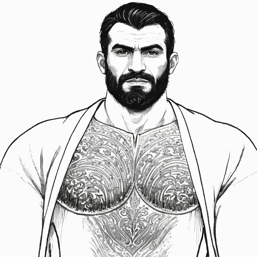 Detailed Ink Portrait of Handsome Turkish Man