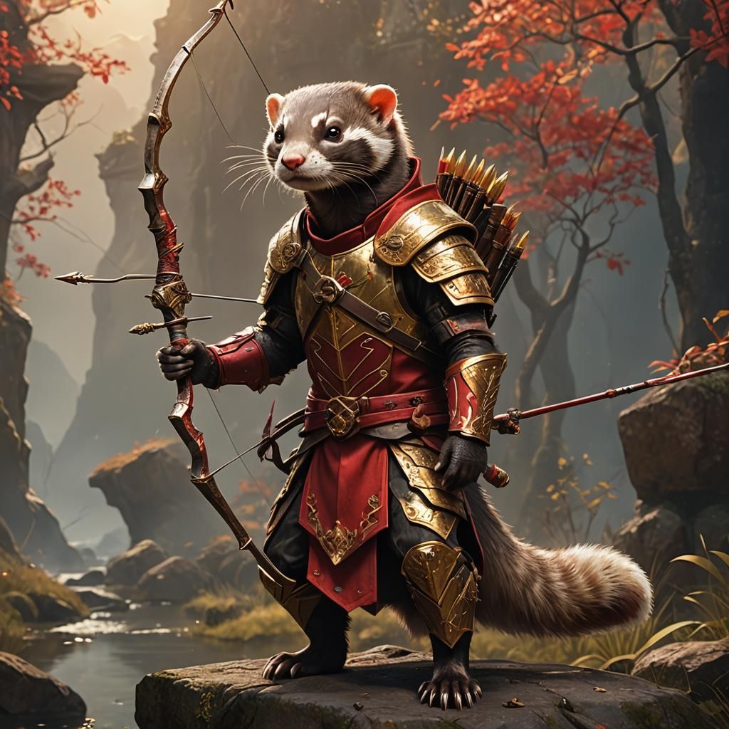 Armored Ferret Archer in Detailed Matte Painting