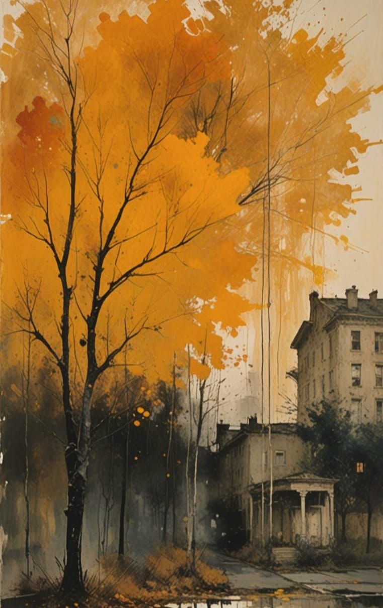 Vibrant Autumn Landscape in Expressive Style