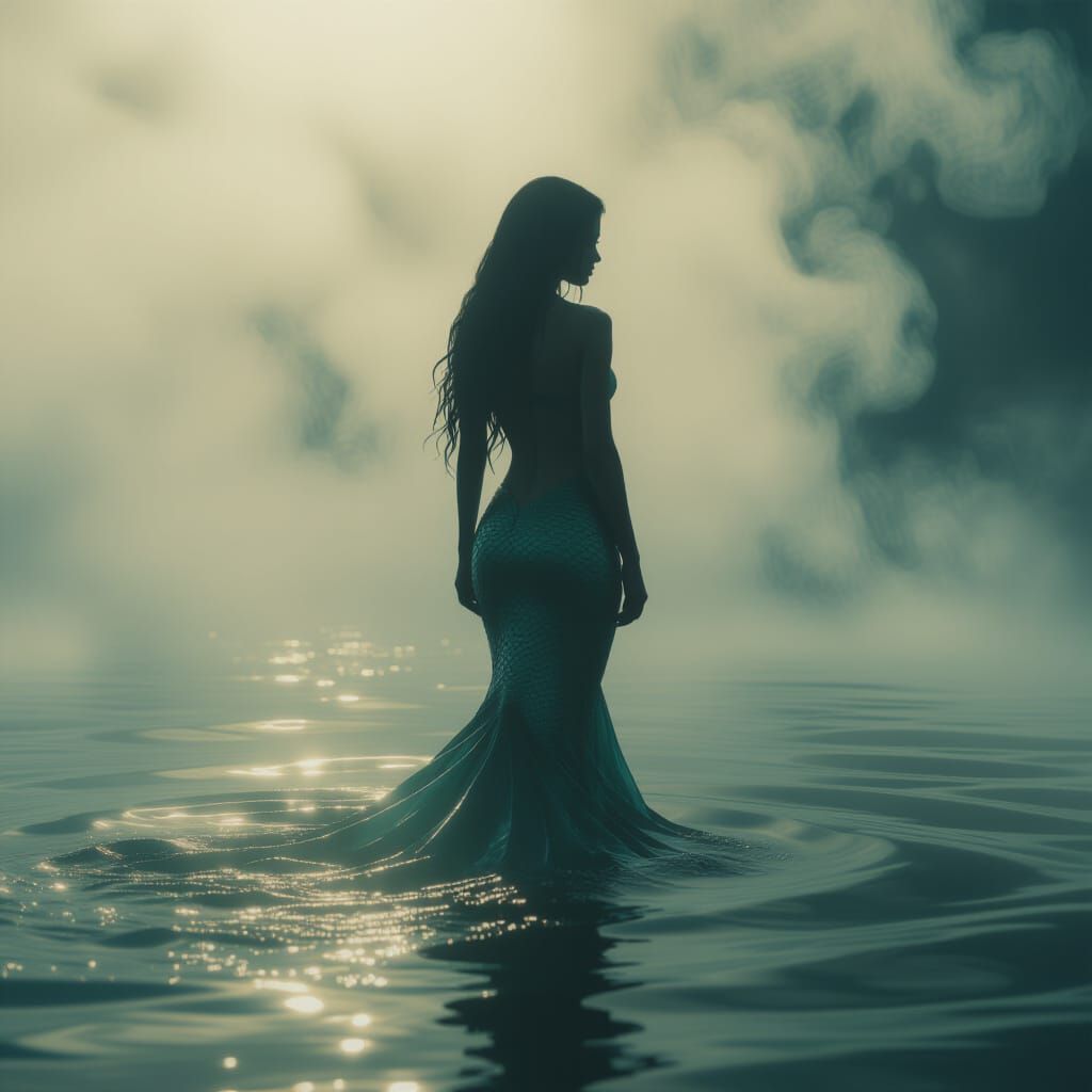 Vapors Form a Mermaid: Cinematic Film Still
