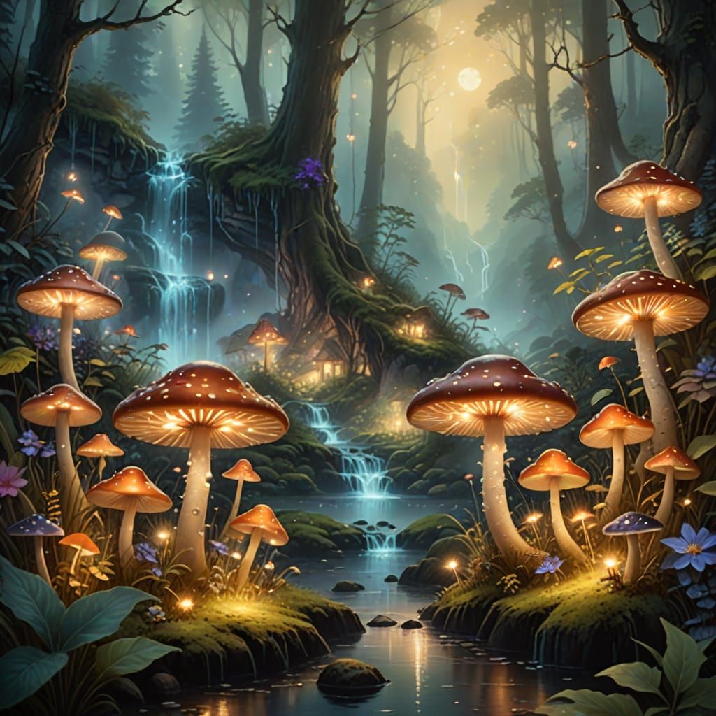 Ethereal Forest Creatures in Golden Light