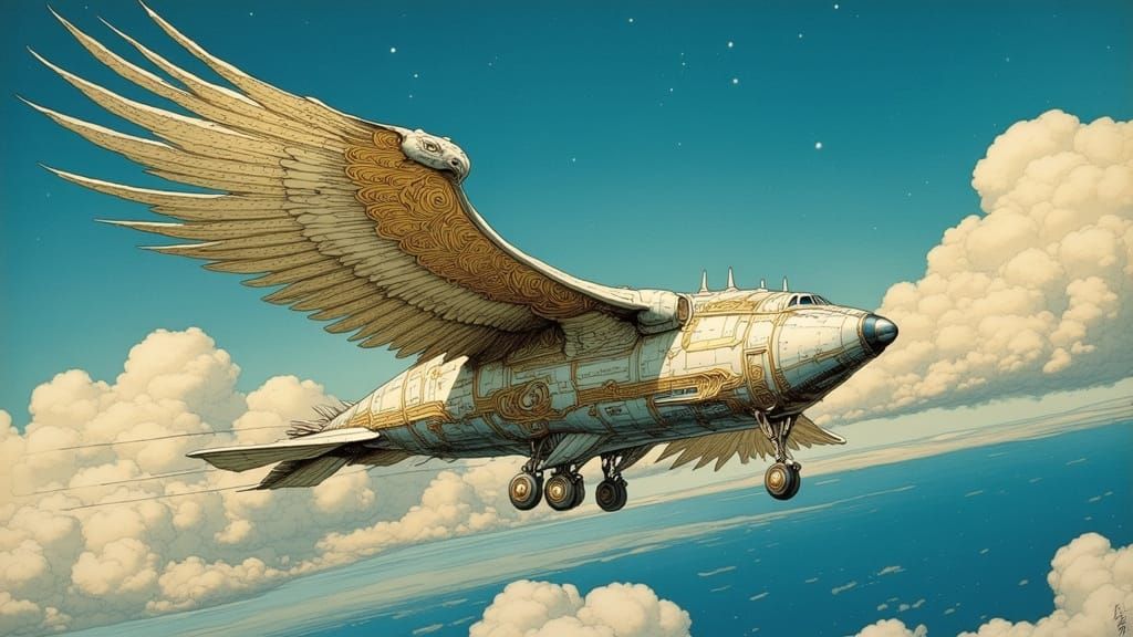 Majestic Space Shuttle Soars through Ethereal Skies with Gol...