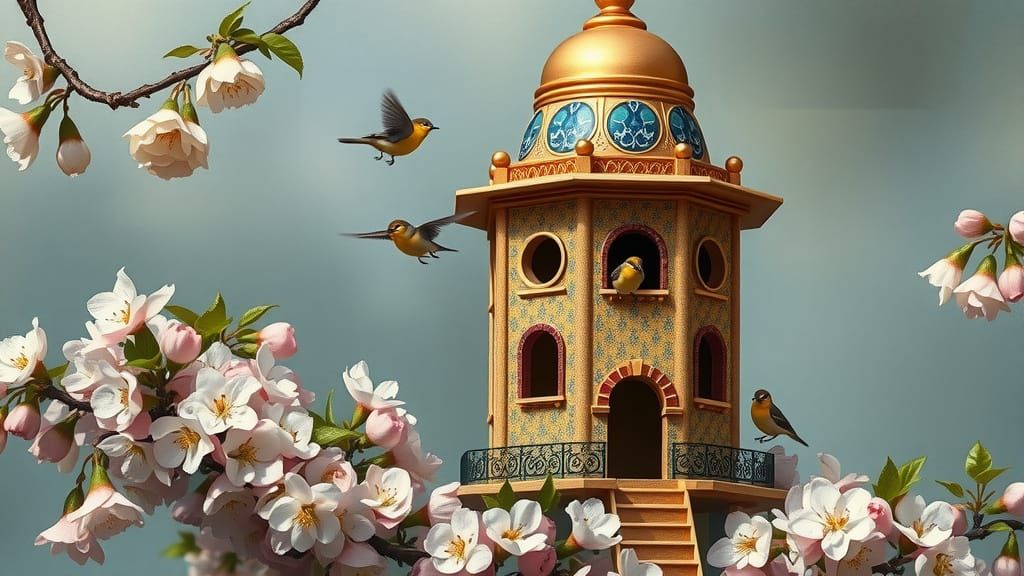 Byzantine Birdhouse on Cherry Tree, Classical Style