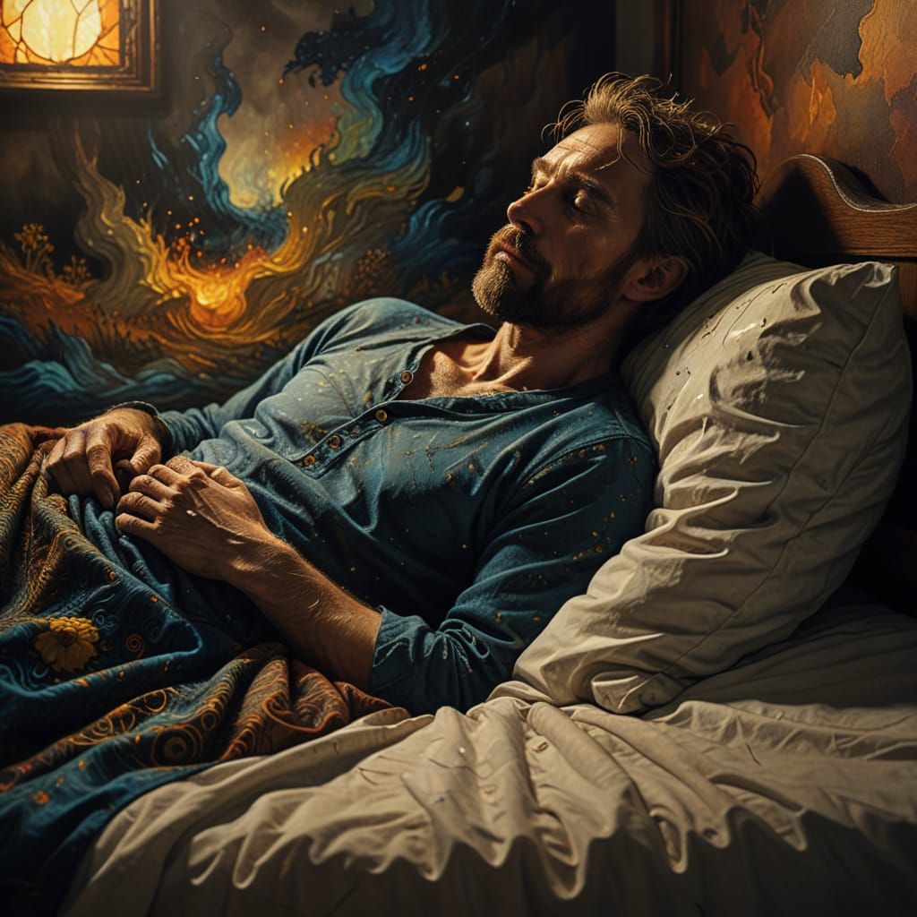 Man Lost in Thought in Stormy Dreamscape