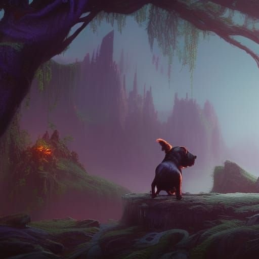 Dreaming Dog: Detailed Fantasy Concept Art