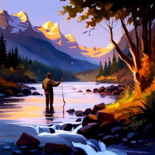 Fish Eye View of Anglers in Romantic Light