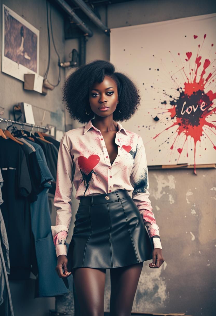 Black Woman in Graphic Tee, Loish Style