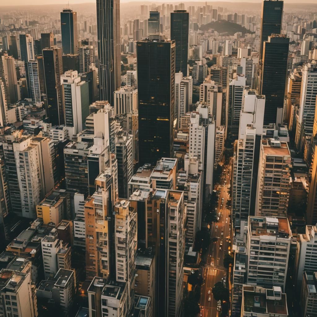 Sao Paulo Cityscape at Dusk in Cinematic Style