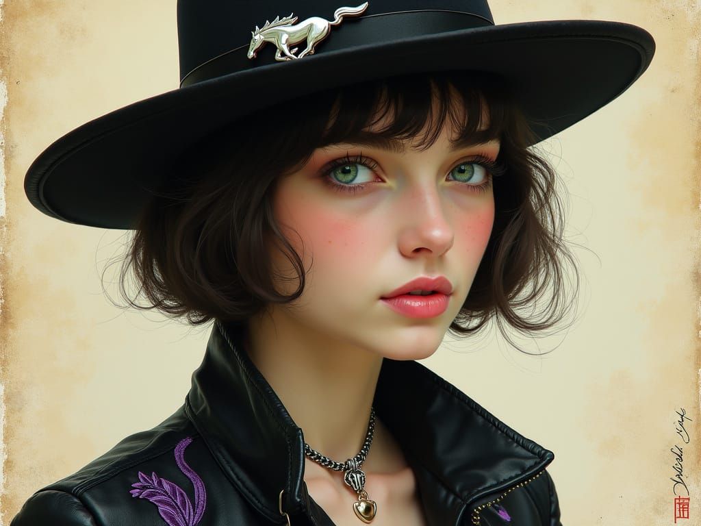 Ethereal Portrait of a Young Woman in Art Nouveau Style