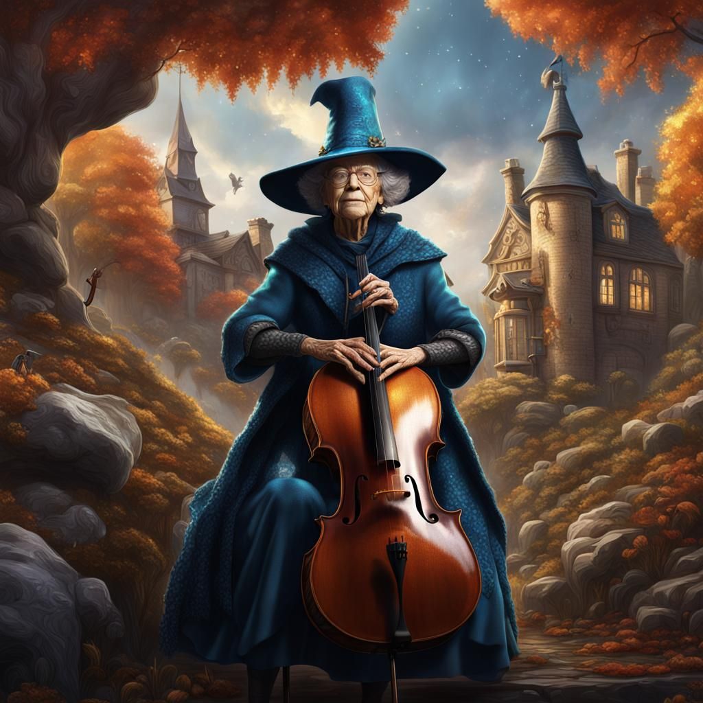 Granny Weatherwax Plays Cello: Fantasy Art