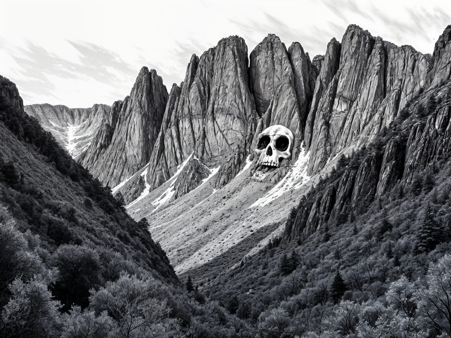 Mountain Range Landscape in Pixelated Art Style