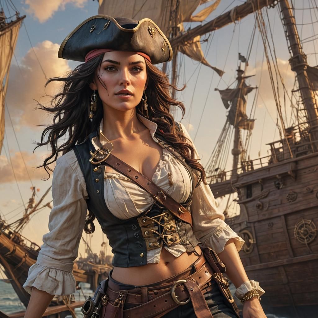 Woman Pirate in Comic Book Style