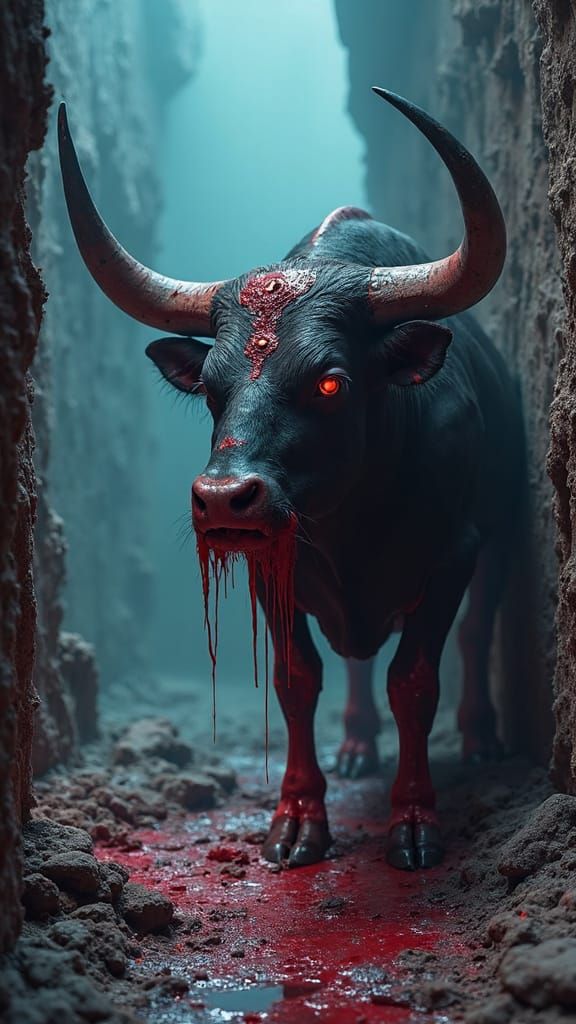 Zombified Bull Guard in Decaying Gothic Cathedral