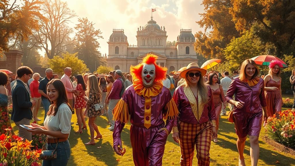 People in Chocolate Wrappers in Parkland Estate Garden