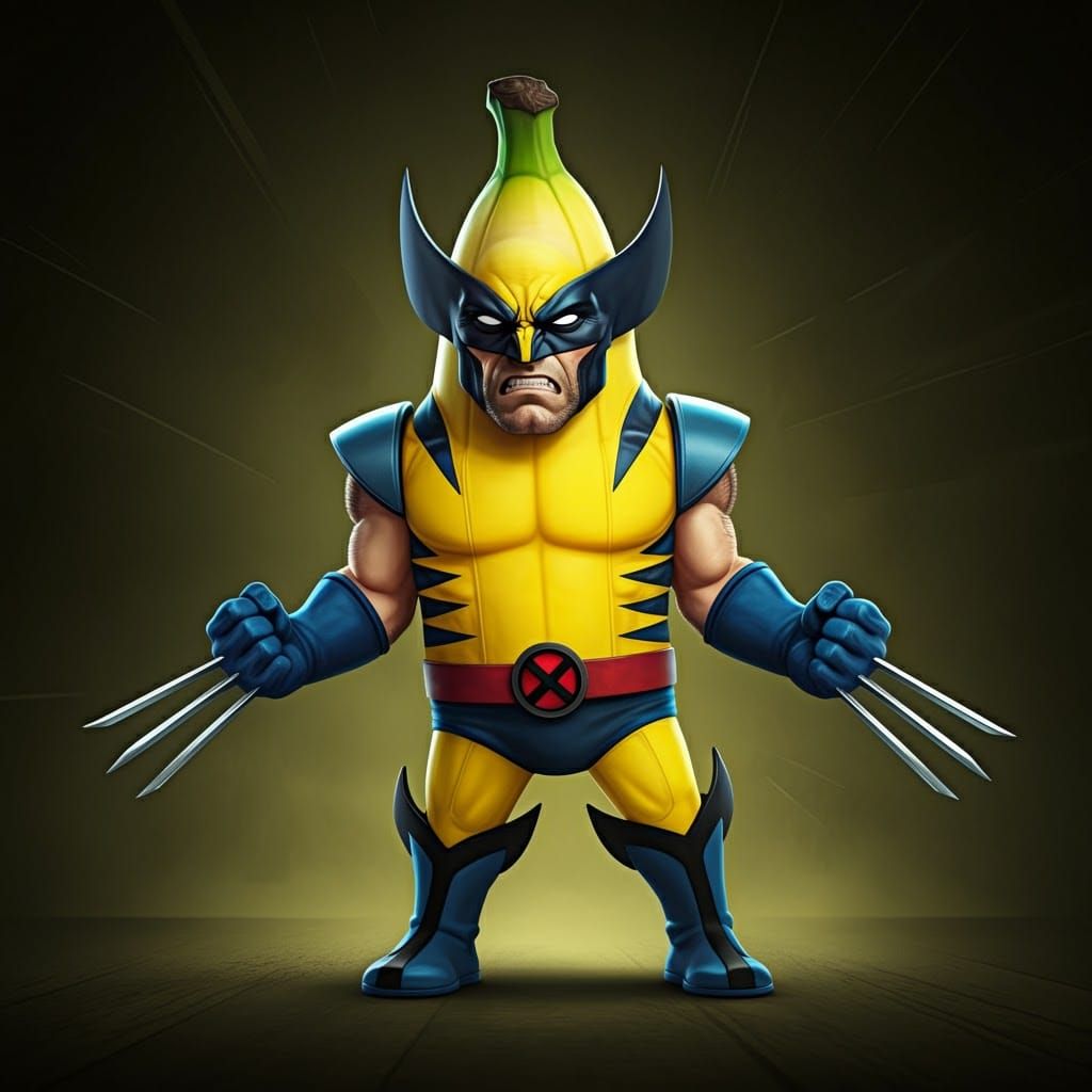 Wolverine as Banana in Comic Book Style