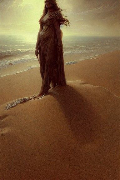Ominous Visions in Sand, Hyperdetailed Digital Art