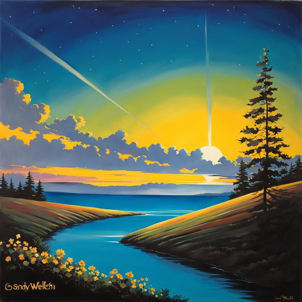 Impressionistic Landscape with Rolling Hills