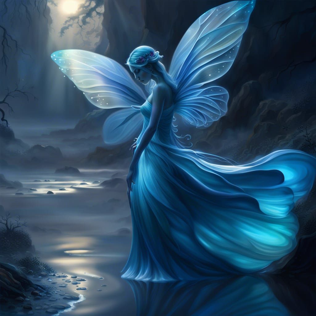 Ethereal Water Nymph with Brilliant Wings
