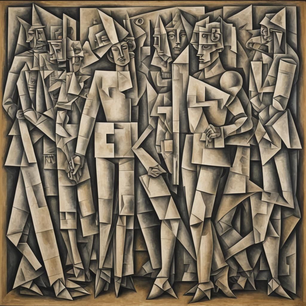 Geometric Cubism Style Composition