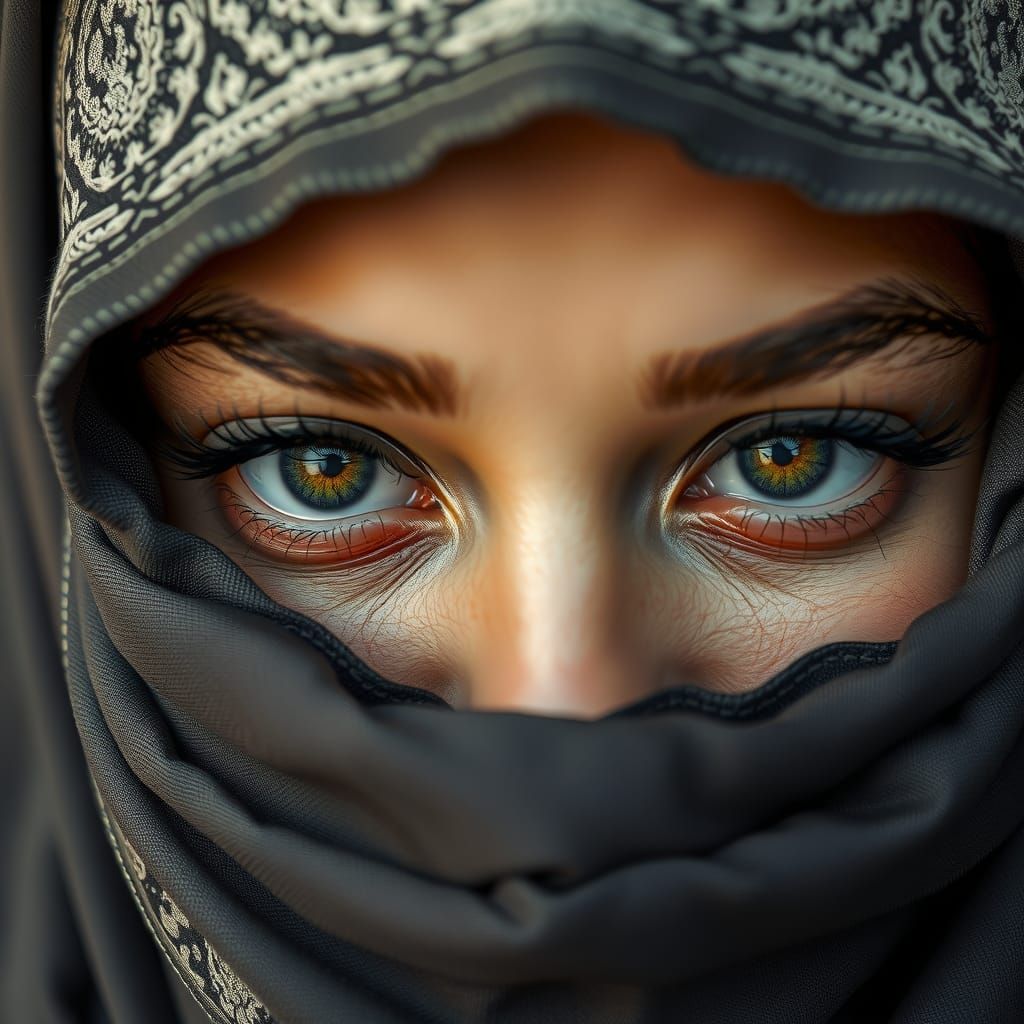 Expressive Eyes of a Muslim Woman in Burka