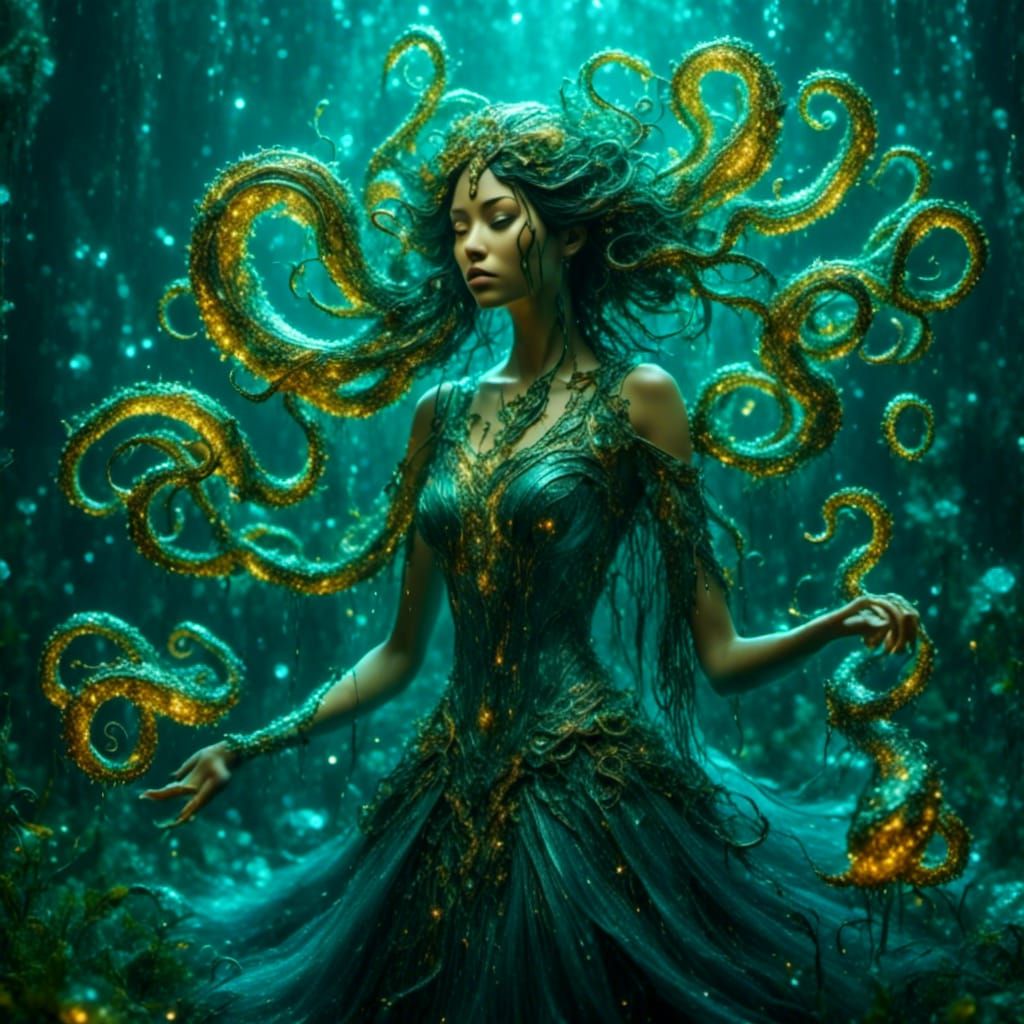Medusa's Cousin deep down the sea