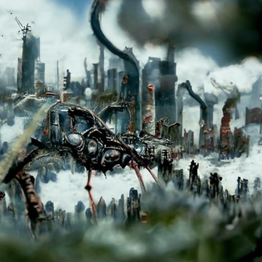 Cyborg Zombie Dragon in Dystopian Hellscape