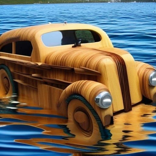 Toothpick Car Floats on the Ocean
