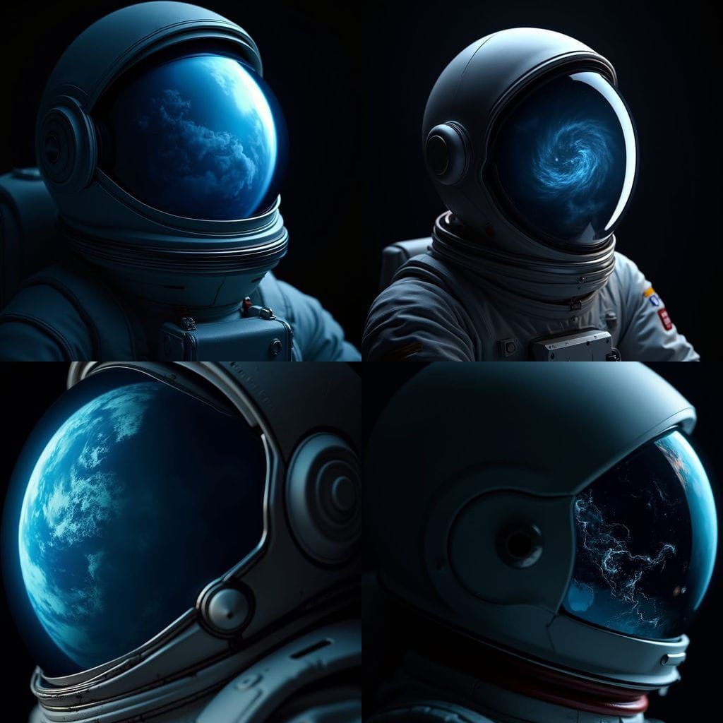 Astronaut Visor Reflection: Planet Earth Amidst Storms