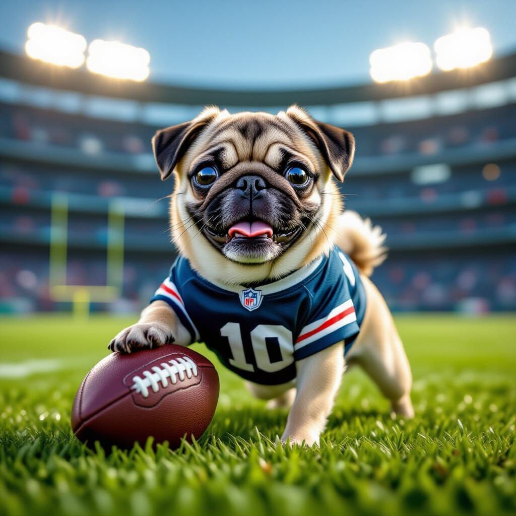 Joyful Pug Plays Football: Professional Photography