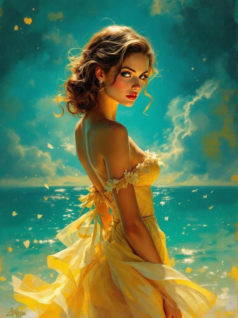 1950s Pin-Up in Impressionist Style