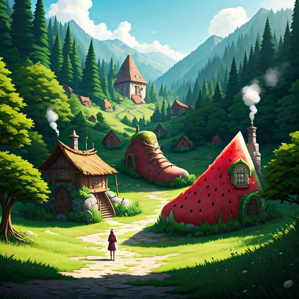 Charming Shoe Village in Pastel Cartoon Style