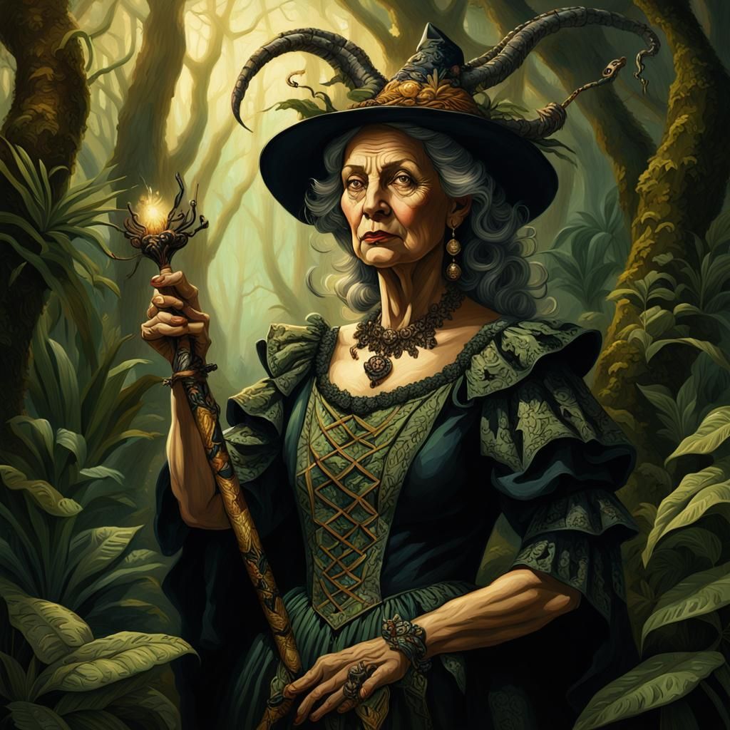 Jungle Witch Wields Magic in Baroque Dress
