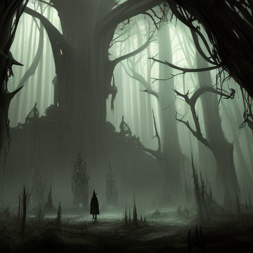 Dark Fantasy Demonic Temple in Gothic Noir Style