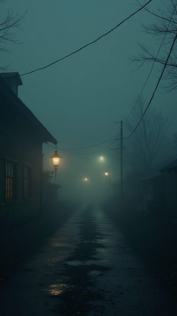 Foggy Night on Village Outskirts