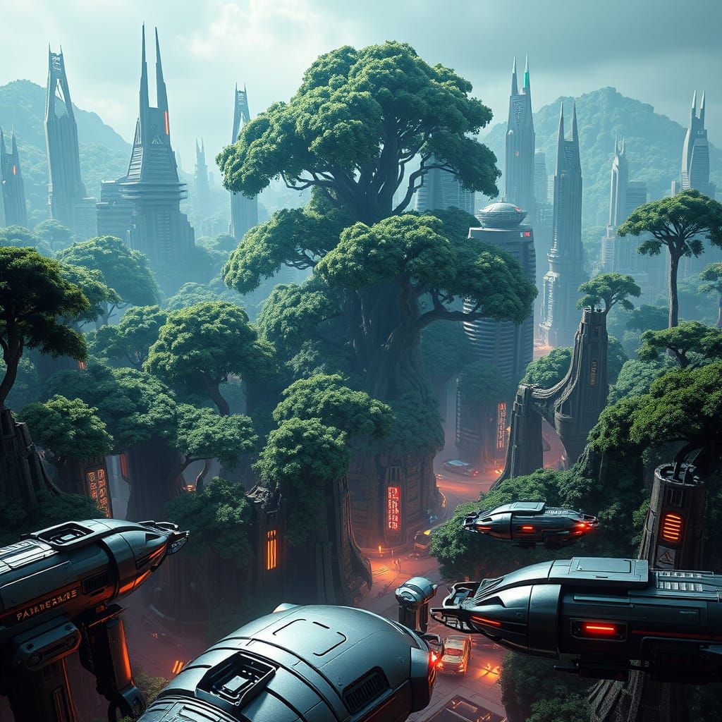 Epic Futuristic Metropolis Unites Nature and Tech in a Glimp...