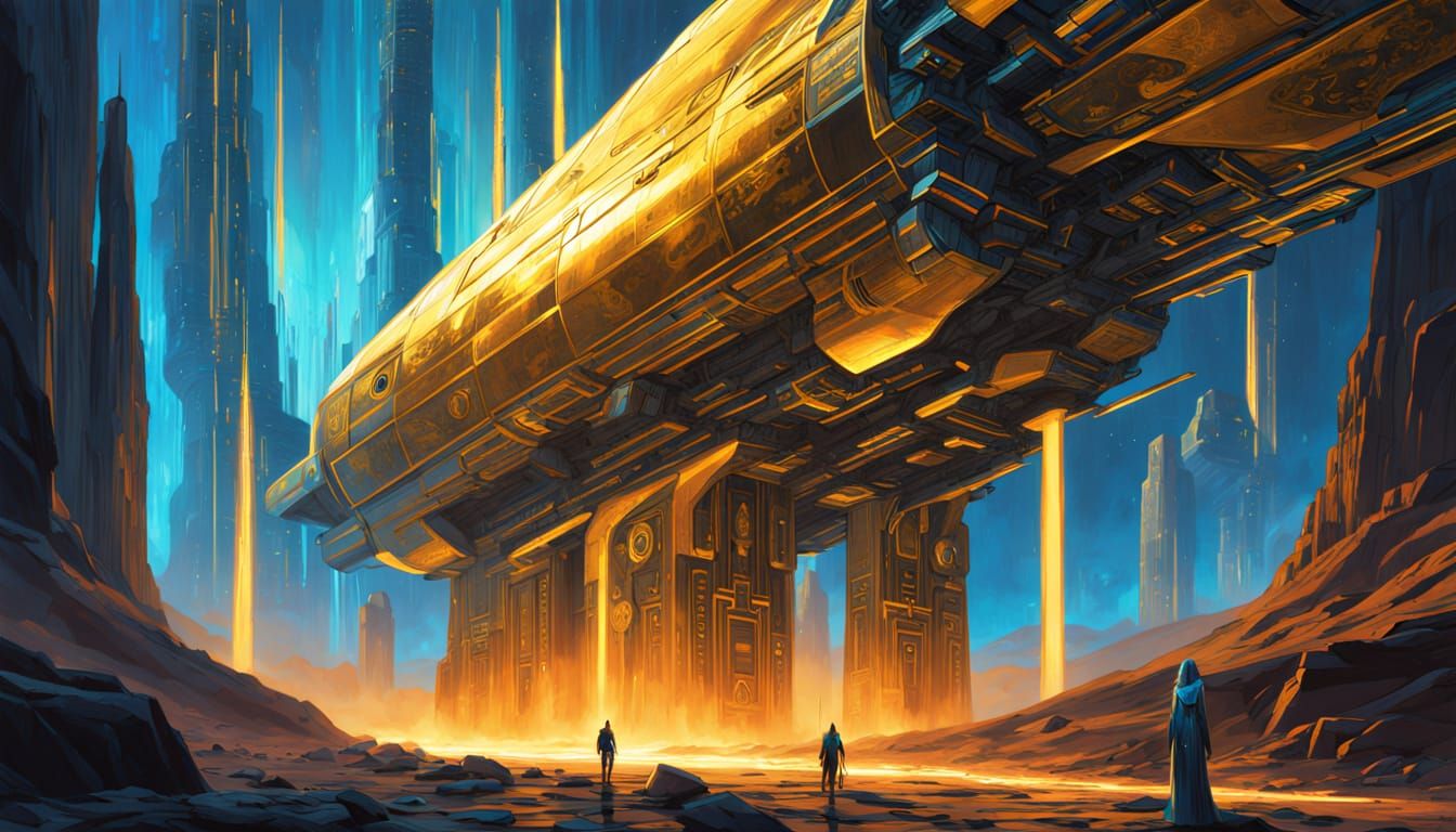 Cyberpunk Valhalla Above Futuristic City