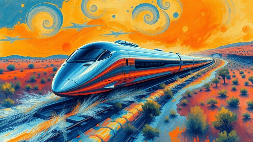 Supersonic Train Through Australian Outback, Fluorescent Imp...