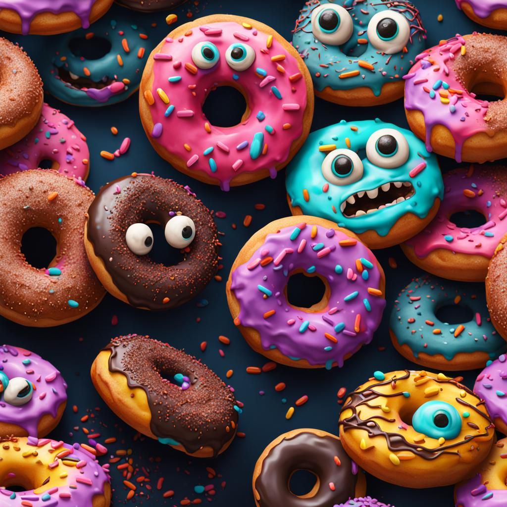 Scary Donuts with Eyes: Detailed Matte Painting