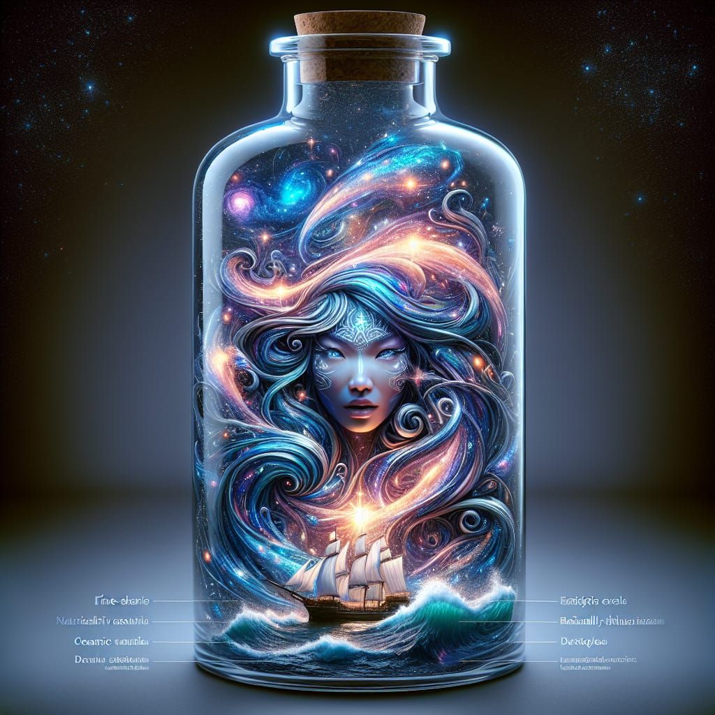 Celestial Woman in Ship-in-Bottle, CGI Rendering